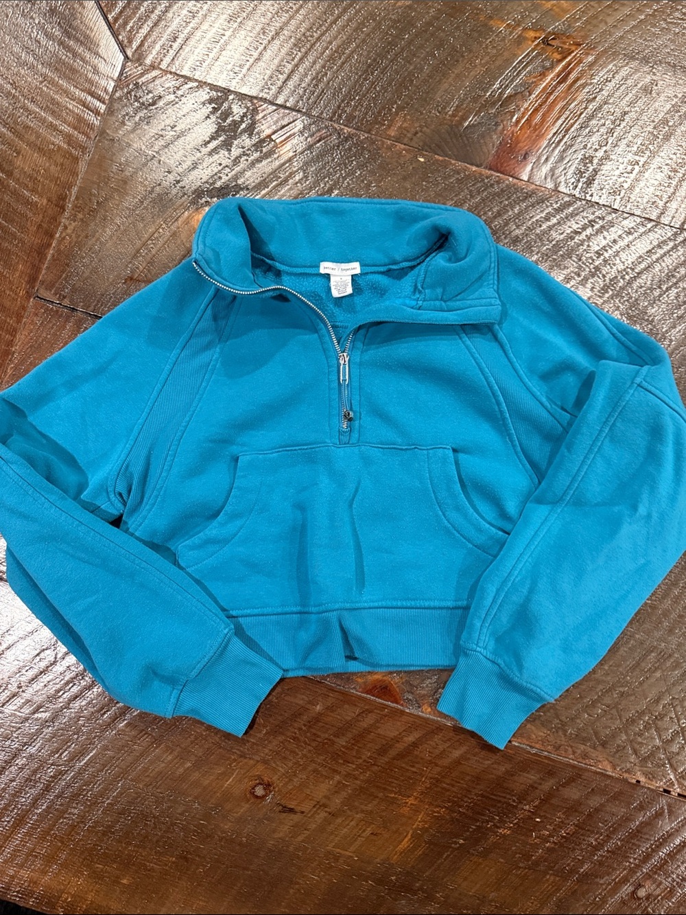 Women's Teal Half-Zip Fleece Pullover Hoodie